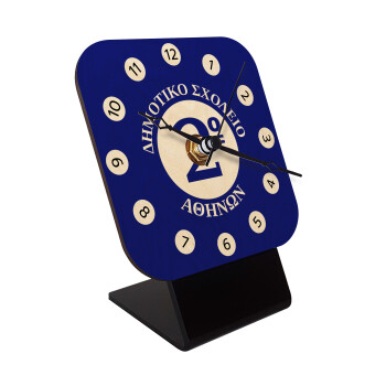Έμβλημα Σχολικό μπλε, Quartz Table clock in natural wood (10cm)