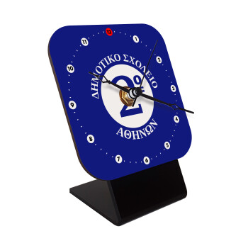 Έμβλημα Σχολικό μπλε, Quartz Wooden table clock with hands (10cm)