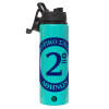 Metallic water bottle with safety lid, 850ml aluminum