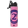 Metallic water bottle with safety lid, 850ml aluminum