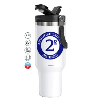 Έμβλημα Σχολικό μπλε, Mega Stainless steel Tumbler with lid, double wall 1,2L