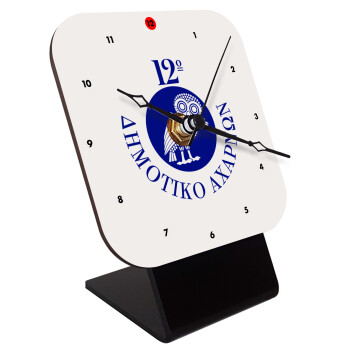 Έμβλημα Σχολικό κουκουβάγια, Quartz Wooden table clock with hands (10cm)