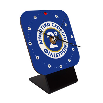 Έμβλημα Σχολικό μπλε κλασική, Επιτραπέζιο ρολόι ξύλινο με δείκτες (10cm)