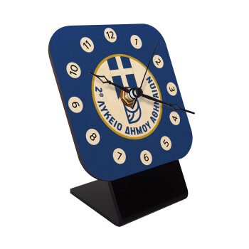 Έμβλημα Σχολικό μπλε owl, Quartz Table clock in natural wood (10cm)