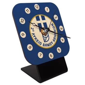 Έμβλημα Σχολικό μπλε owl, Quartz Table clock in natural wood (10cm)