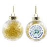 Transparent Christmas tree ball ornament with gold filling 8cm