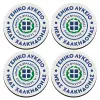 SET of 4 round wooden coasters (9cm)