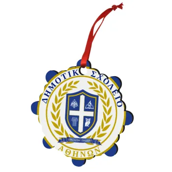 Σχολικό σήμα, Στολίδι Χριστουγεννιάτικο στολίδι snowflake ξύλινο 7.5cm