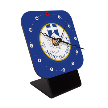Σχολικό σήμα περιστέρι με δάφνες, Επιτραπέζιο ρολόι ξύλινο με δείκτες (10cm)