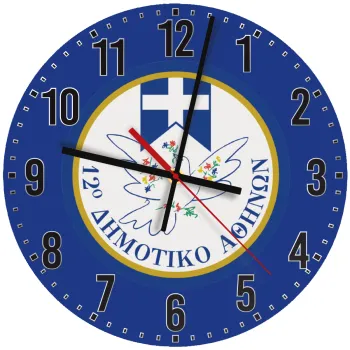 Σχολικό σήμα περιστέρι με δάφνες, Ρολόι τοίχου ξύλινο (30cm)