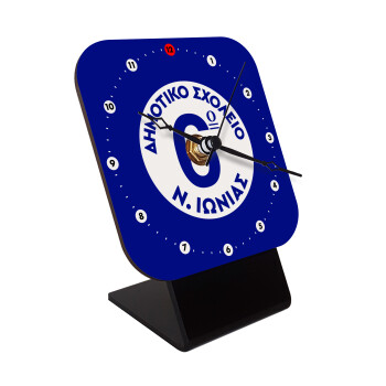 Σχολικό σήμα κλασικό μπλε, Επιτραπέζιο ρολόι ξύλινο με δείκτες (10cm)