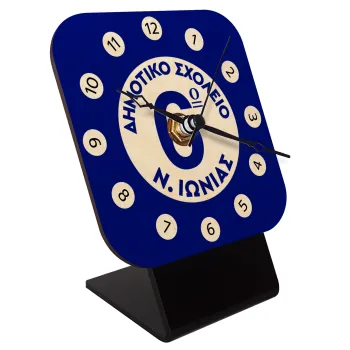Σχολικό σήμα κλασικό μπλε, Quartz Table clock in natural wood (10cm)
