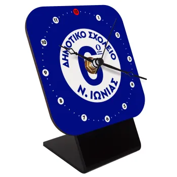 Σχολικό σήμα κλασικό μπλε, Quartz Wooden table clock with hands (10cm)