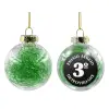 Transparent Christmas tree ball ornament with green filling 8cm