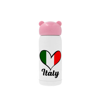 Italy flag, Ροζ ανοξείδωτο παγούρι θερμό (Stainless steel), 320ml