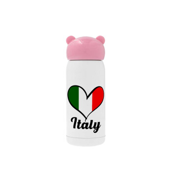 Italy flag, Pink stainless steel thermal flask, 320ml