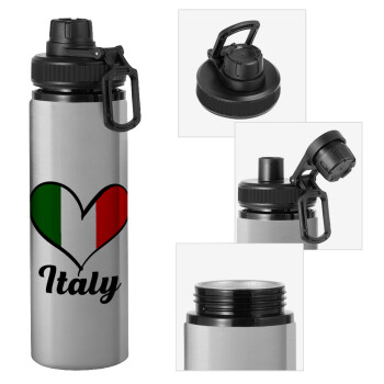 Italy flag, Μεταλλικό παγούρι νερού με καπάκι ασφαλείας, αλουμινίου 850ml