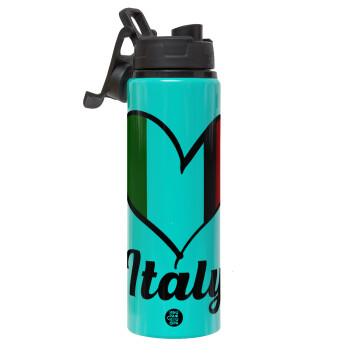 Italy flag, Metallic water bottle with safety lid, 850ml aluminum