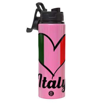 Italy flag, Metallic water bottle with safety lid, 850ml aluminum