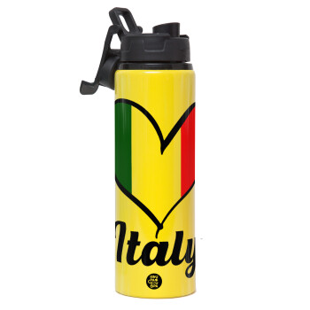 Italy flag, Metallic water bottle with safety lid, 850ml aluminum