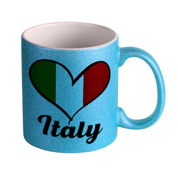 Italy flag, Κούπα Σιέλ Glitter που γυαλίζει, κεραμική, 330ml