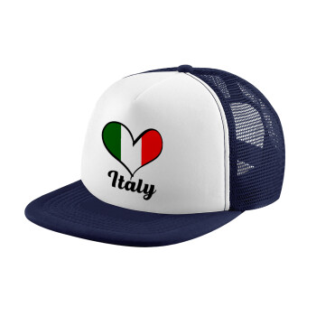Italy flag, Καπέλο Ενηλίκων Soft Trucker με Δίχτυ Dark Blue/White (POLYESTER, ΕΝΗΛΙΚΩΝ, UNISEX, ONE SIZE)