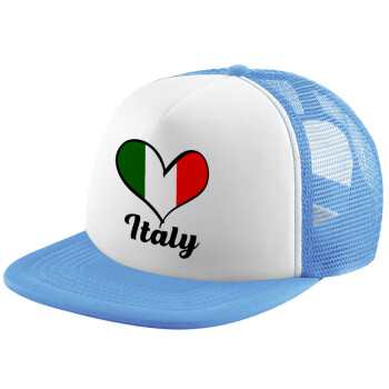 Italy flag, Καπέλο Soft Trucker με Δίχτυ Γαλάζιο/Λευκό