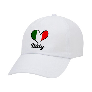 Italy flag, Καπέλο ενηλίκων Jockey Λευκό (snapback, 5-φύλλο, unisex)