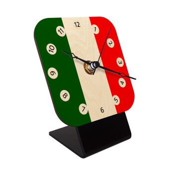 Italy flag, Επιτραπέζιο ρολόι σε φυσικό ξύλο (10cm)