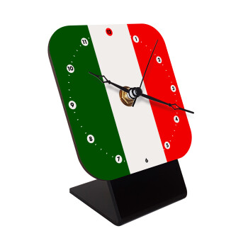 Italy flag, Επιτραπέζιο ρολόι ξύλινο με δείκτες (10cm)