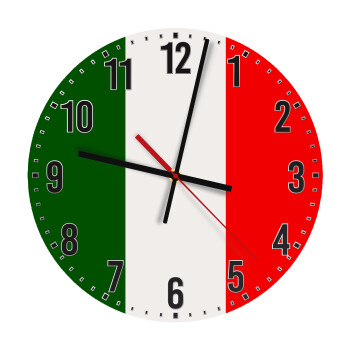 Italy flag, Ρολόι τοίχου ξύλινο (30cm)
