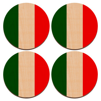 Italy flag, ΣΕΤ x4 Σουβέρ ξύλινα στρογγυλά plywood (9cm)