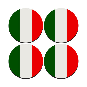 Italy flag, ΣΕΤ 4 Σουβέρ ξύλινα στρογγυλά (9cm)