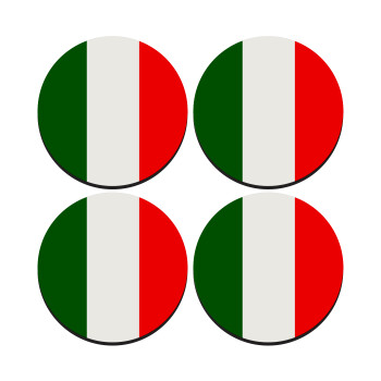 Italy flag, ΣΕΤ 4 Σουβέρ ξύλινα στρογγυλά (9cm)