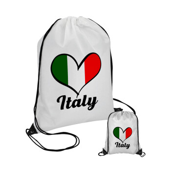 Italy flag, Τσάντα πουγκί με μαύρα κορδόνια 45χ35cm (1 τεμάχιο)