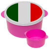 Italy flag, ΡΟΖ παιδικό δοχείο φαγητού (lunchbox) πλαστικό (BPA-FREE) Lunch Βox M16 x Π16 x Υ8cm