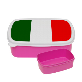 Italy flag, ΡΟΖ παιδικό δοχείο φαγητού (lunchbox) πλαστικό (BPA-FREE) Lunch Βox M18 x Π13 x Υ6cm