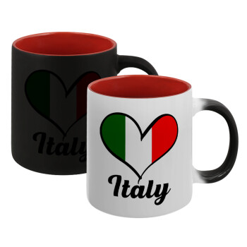 Italy flag, Κούπα Μαγική εσωτερικό κόκκινο, κεραμική, 330ml που αλλάζει χρώμα με το ζεστό ρόφημα (1 τεμάχιο)