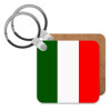 Italy flag, Μπρελόκ Ξύλινο τετράγωνο MDF