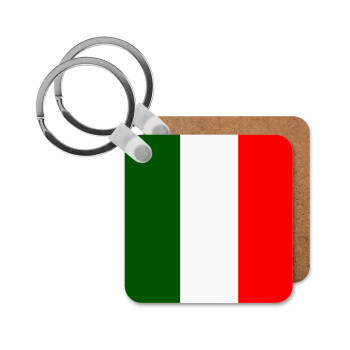 Italy flag, Μπρελόκ Ξύλινο τετράγωνο MDF