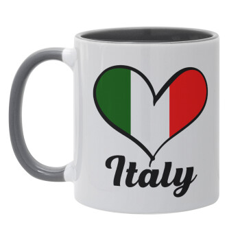 Italy flag, Κούπα χρωματιστή γκρι, κεραμική, 330ml