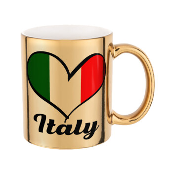 Italy flag, Κούπα κεραμική, χρυσή καθρέπτης, 330ml