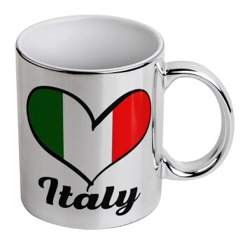 Italy flag, Κούπα κεραμική, ασημένια καθρέπτης, 330ml