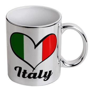 Italy flag, Mug ceramic, silver mirror, 330ml