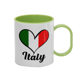 Italy flag, Κούπα (πλαστική) (BPA-FREE) Polymer Πράσινη για παιδιά, 330ml