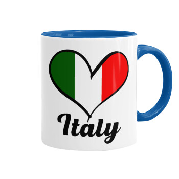 Italy flag, Mug colored blue, ceramic, 330ml