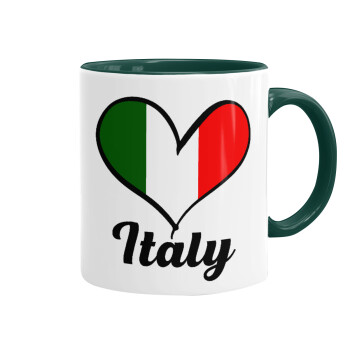 Italy flag, Κούπα χρωματιστή πράσινη, κεραμική, 330ml