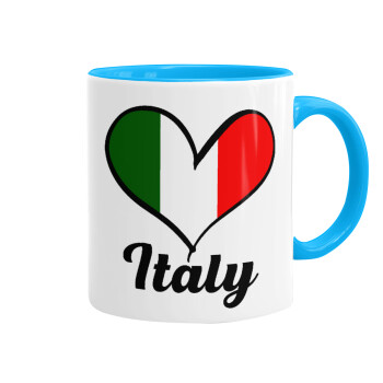 Italy flag, Mug colored light blue, ceramic, 330ml