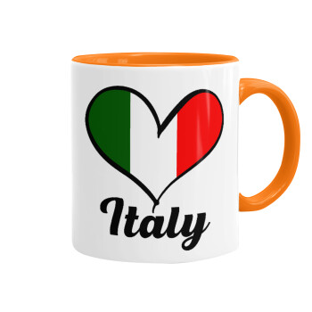 Italy flag, Κούπα χρωματιστή πορτοκαλί, κεραμική, 330ml