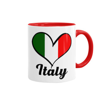 Italy flag, Κούπα χρωματιστή κόκκινη, κεραμική, 330ml